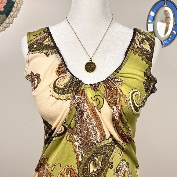 Y2K Green Paisley Tank - Picture 3 of 8